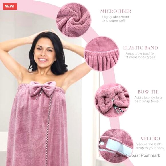 Microfiber Hair Towel and Body Wrap Adjustable Soft Spa Shower Cover Quick main image 4